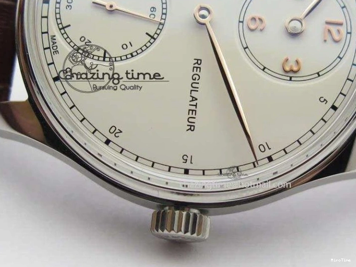 MIROTIME 0511 Sustainable Portuguese IW5444 SS White Dial RG Numbers On Brown Leather Strap A 7256